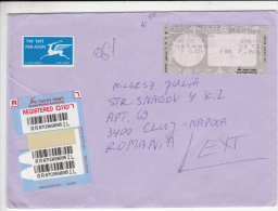 AMOUNT 7.8, MACHINE STAMPS ON REGISTERED COVER, 2004, ISRAEL - Cartas & Documentos