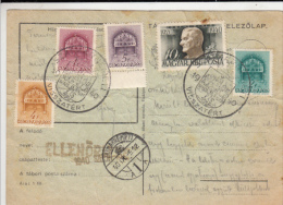 HORTHY MIKLOS, ROYAL CROWN STAMPS, SZATMARNEMETI VISSZATERT ROUND STAMP, MILITARY POSTCARD, 1940, HUNGARY - Lettres & Documents