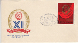 ROMANIAN COMMUNIST PARTY ANNIVERSARY, SPECIAL COVER, 1974, ROMANIA - Covers & Documents