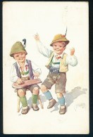 Feiertag, K. - Two Boys, Dance - B.K.W.I. 357-5 ------- Postcard Traveled - Feiertag, Karl