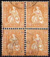 SUISSE : 1881 QUARTINA Obliterata Del N: 53 - Used Stamps