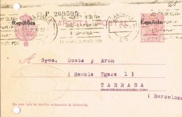 7441. Entero Postal ZARAGOZA 1932. Alfonso XIII Sobrecarga Republica - 1931-....
