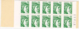 FRANCE Carnet CA1973-C1 De 20 Timbres Verts Sabine De Gandon à 1,00 F (voir Scan) - Moderne : 1959-...