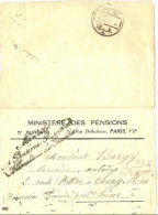 LGZ- MINISTERE DES PENSIONS - AVIS DU 7/5/1923 EN FP A DESTINATION D'UN RESIDENT A SCHANG-HAI - CACHET D'ARRIVEE - Lettres Civiles En Franchise