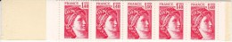 FRANCE Carnet CA2102-C1 De 5 Timbres Rouges Sabine De Gandon à 1,40 F (voir Scan) - Modernes : 1959-...