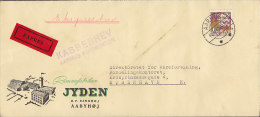 Denmark EXPRESS Label & Kassebrev JYDEN  (Aabyhøj) AARHUS 1947 Cover Brief To KØBENHAVN K. (2 Scans) - Covers & Documents