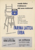 # FARINA LATTEA ERBA  BABY FOOD 1950s Advert Pubblicità Publicitè Reklame Milk Meal Farine Lait - Affiches