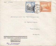 Cyprus DET FORENEDE DAMPSKIBS-SELSKAB A/S, "M/S Lemnos" LIMASSOL 1951 Cover Brief To Denmark König George VI. - Chypre (...-1960)
