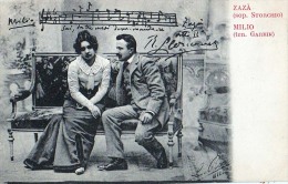 AK OPER " ZAZA " SOPRAN STORCHIO , MILIO TENOR GARBIN,SINGER,SÄNGER,OLD POSTKARTE VOR 1904 - Opéra