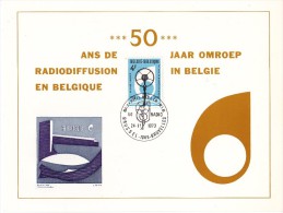 A27 - Carte Souvenir Cob 1691 - 50 Ans De La Radiodiffusion En Belgique - Cartoline Commemorative - Emissioni Congiunte [HK]