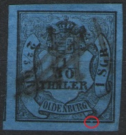 Federzug Auf 1/10 Thaler Blau - Oldenburg Nr. 2 III - Kabinett - Oldenbourg