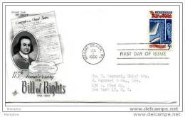 1966  150 Th Ann Bill F Rights   Sc #1312  Art Craft Cachet Adressed - 1941-1950