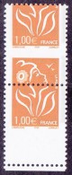 France Marianne De Lamouche N° 3739 E.** Variété Du  ITVF 1.00 € Orange - Piquage à Cheval, 50/50 + Bas De Feuille - 2004-2008 Marianne Van Lamouche