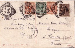 ITALIE - SAN REMO LE 9-8-1908 - BEL AFFRANCHISSEMENT POUR LA FRANCE. - Poststempel