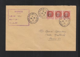 Lettre RF Surcharge 1944 Saumur - Befreiung