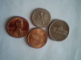 Lot Composé De 1 Dime (1970),5 Cents (1977),1 Cent (1988) ,1 Cent (1989) - Other & Unclassified