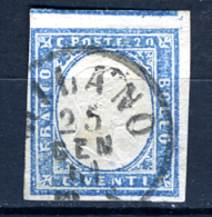 1855/63 - Antichi Stati - Sardegna -  Sass. Nr. 15D - Used - (Signed BIONDI) - € 35.00 (N001...) - Sardinia