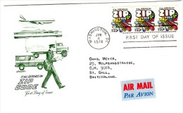 PHIL-L26 - ETATS-UNIS FDC ZIP CODE 1974 Par Avion Pour La Suisse - Postcode