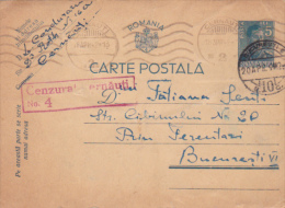 POSTCARD STATIONERY WW2,1942,CENSORED,CERNAU T I #4,UKRAINA-ROMANIA. - World War 2 Letters