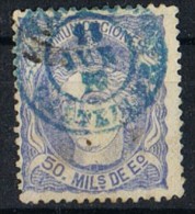 Sello 50 Mils Alegoria 1870, Fechador Azul VINAROZ (Castellon), Num 107 º - Usati