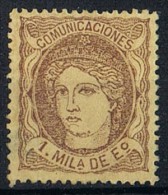 Sello 1 Mils Alegoria 1870, Castaño Sobre Anteado, Num 102c * - Nuevos