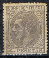 Sello 4 Pts Alfonso XII 1879,  Perforado Telegrafos, Num 208aT º - Neufs