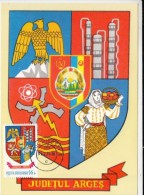 ARGES COUNTY COAT OF ARMS, CM, MAXICARD, CARTES MAXIMUM, 1978, ROMANIA - Other & Unclassified