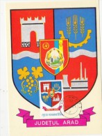 ARAD COUNTY COAT OF ARMS, CM, MAXICARD, CARTES MAXIMUM, 1978, ROMANIA - Autres & Non Classés