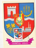 ARAD COUNTY COAT OF ARMS, CM, MAXICARD, CARTES MAXIMUM, 1978, ROMANIA - Other & Unclassified