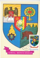 BISTRITA NASAUD COUNTY COAT OF ARMS, CM, MAXICARD, CARTES MAXIMUM, 1978, ROMANIA - Other & Unclassified