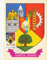 BUZAU COUNTY COAT OF ARMS, CM, MAXICARD, CARTES MAXIMUM, 1978, ROMANIA - Autres & Non Classés