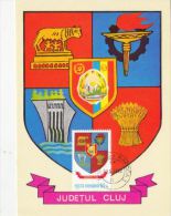 CLUJ COUNTY COAT OF ARMS, CM, MAXICARD, CARTES MAXIMUM, 1978, ROMANIA - Otros & Sin Clasificación