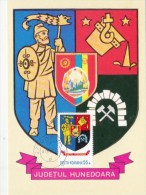 HUNEDOARA COUNTY COAT OF ARMS, CM, MAXICARD, CARTES MAXIMUM, 1978, ROMANIA - Other & Unclassified