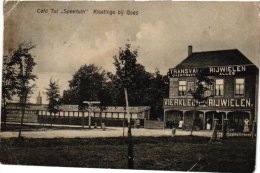 Postkaart 1909, Kloetinge - Goes, Het Oude Café Tol Speeltuin VELOS Rijwielen Fietsen Reklame Winke TRANSVALIA VIERKLEUR - Ciclismo
