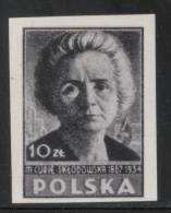 POLAND 1946 POLISH CULTURE BLACK PRINT MARIE CURIE MNH Nobel Prize Scientist France Chemistry Science - Errors & Oddities