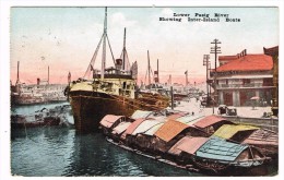 "Lower Pasig River Showing Inter-Island Boats" Color - Filipinas