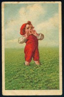 Fialkowska, W. - Boy, Meadow, Clover ----- Postcard Traveled - Fialkowska, Wally