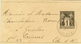 ENTIER POSTAL  # TYPE SAGE # 1 CENTIME NOIR # 1882 #  CATALOGUE STORCH -FRANCON # A3 # BANDE POUR JOURNAUX # - Newspaper Bands