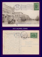 1913 CALDWELL IDAHO GOOD ANIMATION ADVERT LEVI STRAUSS Etc STAMP SCOTT 397 BICKERDIKE FLAG MACHINE CANCEL - Caldwell