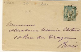 ENTIER POSTAL  # TYPE SAGE # 5 CENTIME VERT # 1884 #  CATALOGUE STORCH -FRANCON # D 3 # ENVELOPPE 76X 116 MM - Buste Postali E Su Commissione Privata TSC (ante 1995)