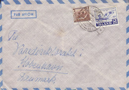 Iceland Par Avion Loftleidis Label REYKJAVIK 1952 Cover Brief KÖBENHAVN Denmark Fische Fish & Postdienst Stamp (2 Scans) - Storia Postale