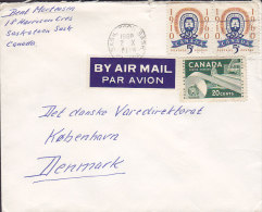 Canada Par Avion By Air Mail Label SASKATOON Sask. 1960 Cover Lettre To Denmark - Lettres & Documents
