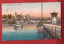 CDS2-40 Rapperswil Quai Und Damm, Schiff.  Gelaufen In 1911 - Rapperswil-Jona