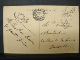 For. 1. Oblitération De Fortune Et Cachet Militaire De 1919. Bruxelles Arrivée. Sur CP Incendie De Louvain Grand'Place - Fortune Cancels (1919)