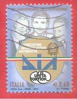 ITALIA REPUBBLICA USATO - 2012 - 20º Anniversario Della Direzione Investigativa Antimafia - DIA -  € 0,60 - S. 3342 - 2011-20: Usati