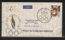 POLAND 1972 POLISH OLYMPIC SQUAD FLIGHT TO MUNICH OLYMPICS FLOWN COVER OLYMPIC GAMES AIRPLANE - Flugzeuge