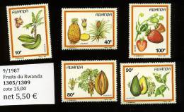 9/1987  FRUITS  Locaux 1305/1309   Cote 15 E - Unused Stamps