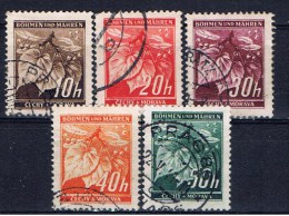 DR+ Böhmen Und Mähren 1939 1940 Mi 21-22 24 38 55 Linde - Used Stamps