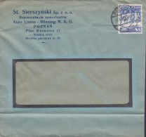 Poland ST. SIERSZYNSKI Sp. AUTO UNION - BÜSSING N. A. G., POZNAN 1939 Cover Brief Verfassung Stamp (2 Scans) - Covers & Documents