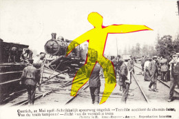 CONTICH - 21 Mai 1908, Schrikkelijk Spoorweg Ongeluk -Terrible Accident De Chemin De Fer, Vue Du Train Tamponné - Kontich